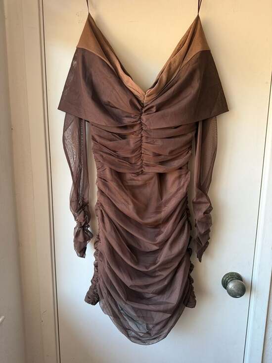 Fashion Nova Dresses & Skirts - Fashion Nova Coco Mesh Mini Dress Size M Chocolate